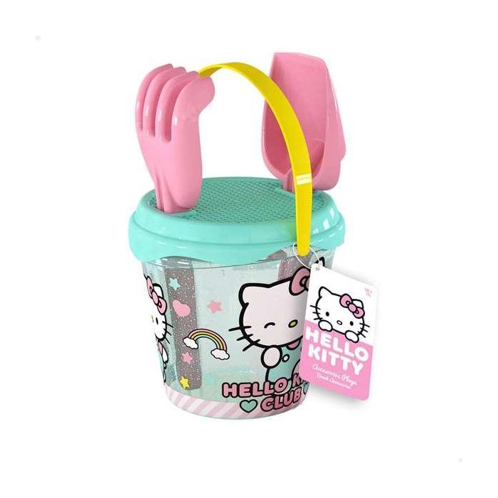 Cubo de playa hello kitty diametro 14 cm con pala, rastrillo y 3 moldes. Cubo de playa hello kitty diametro 14 cm con pala, rastrillo y 3 moldes.