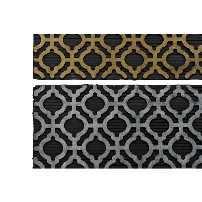 DKD Home Decor Felpudo Árabe Dorado Plateado Negro Geométrico Goma 45 x 75 cm (2 Unidades) 1