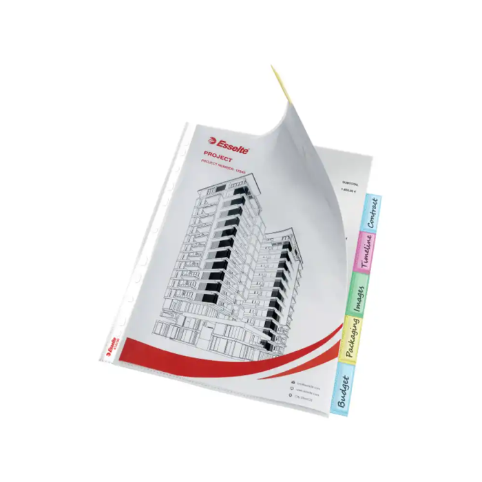 Funda Multitaladro Con Pestañas Esselte Pp 85Μ Cristal Liso A4 11 Tal.Rfzo. Set De 6 1