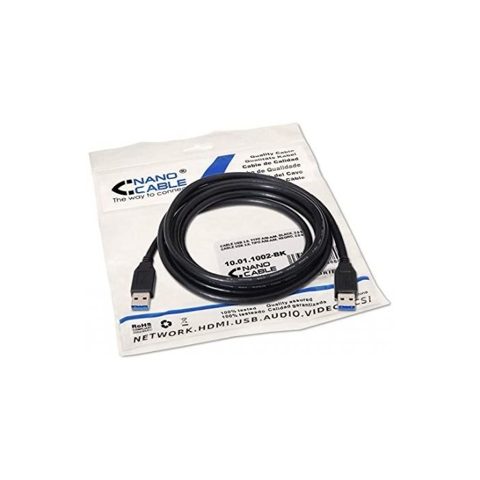 Cable USB 3.0 A a USB A NANOCABLE 10.01.1002-BK Negro 2 m 4
