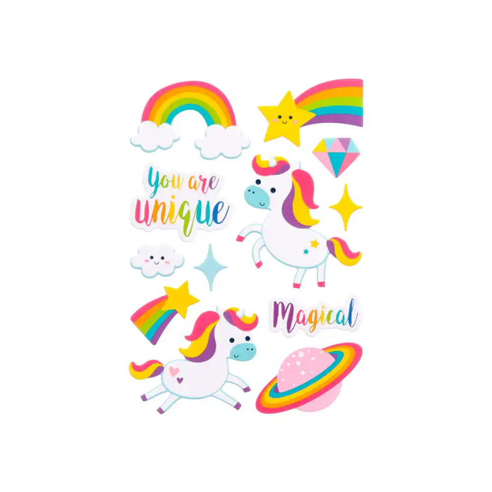 Imaginovo Pegatinas Unicornios Magic Dreams con Relieve 210x130 mm en Blister 3
