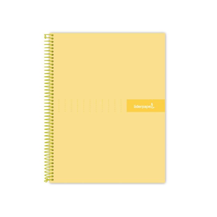 Cuaderno Espiral Liderpapel A4 Crafty Tapa Forrada 80H 90 gr Cuadro 4 mm Con Margen Color Amarillo 8