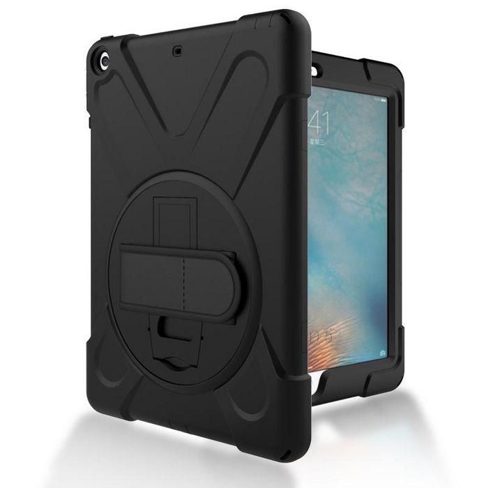 eSTUFF Funda Defender AUSTIN para iPad Air 9.7 sin protector de pantalla - Negra, Resistente a golpes, Soporte 360°, Correa 3