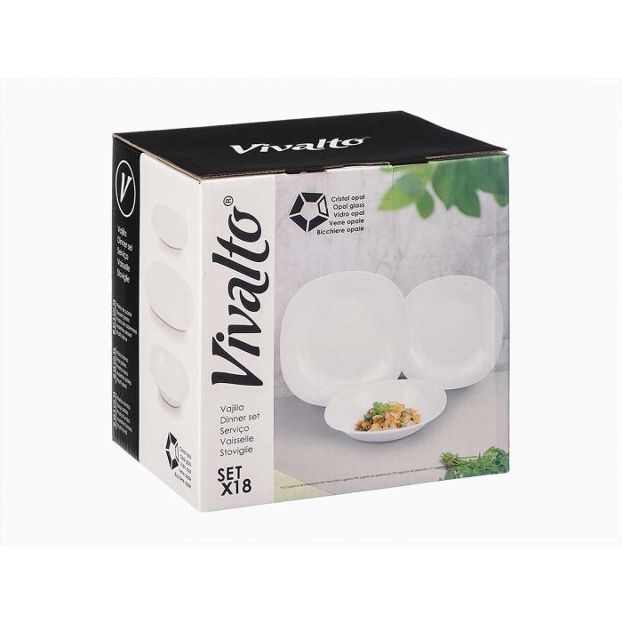 Set Vajilla Cuadrado Opal 18Pzs Vivalto 24CM (2 Unidades) 2 Set Vajilla Cuadrado Opal 18Pzs Vivalto 24CM (2 Unidades) 2
