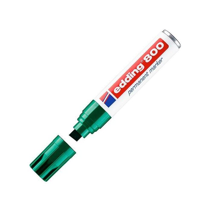 Edding Marcador Permanente 800 Verde, Trazo Grueso 4-12mm, Resistencia Agua/Roce, Rellenable - Pack 5 Unidades (5 Unidades)