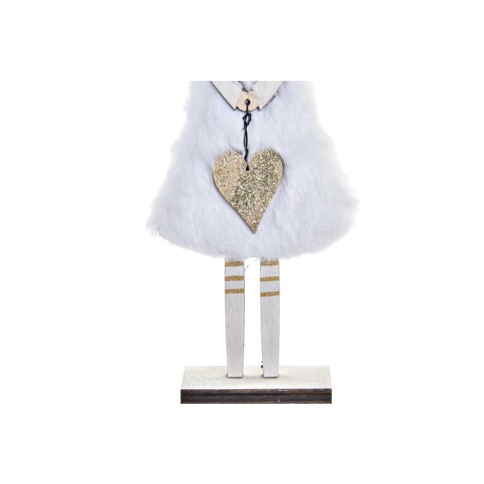 DKD Home Decor Figura Navidad Angel Madera Lana Blanco Rosa Palo Dorado 4 x 19 x 9.5 cm (12 Unidades) 2