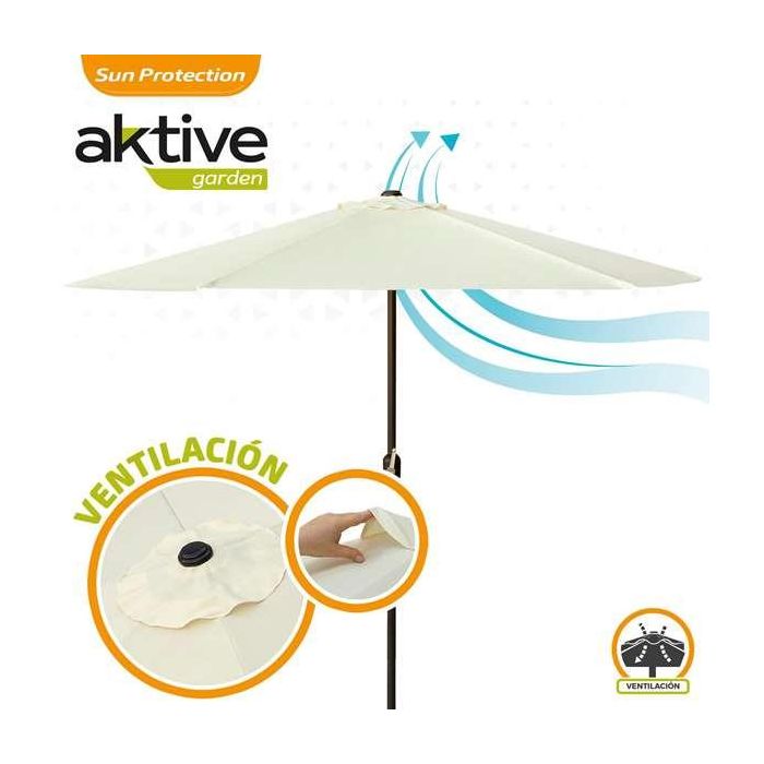 Color Baby Parasol Terraza 270 cm con Chimenea y Mástil de Aluminio 3,8 cm Color Crema 3