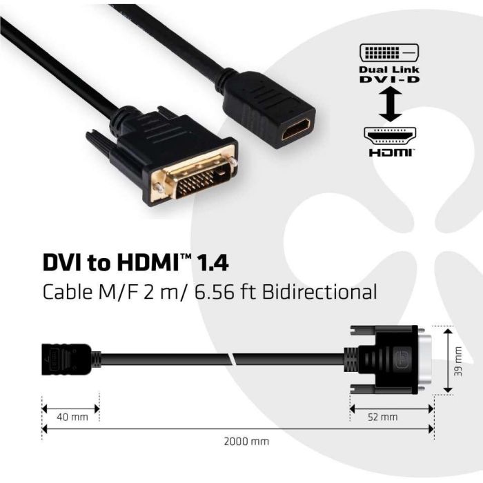 Club3D Kabel DVI <-> HDMI 1.4 2m 4K30Hz St/Bu 2 Club3D Kabel DVI <-> HDMI 1.4 2m 4K30Hz St/Bu 2