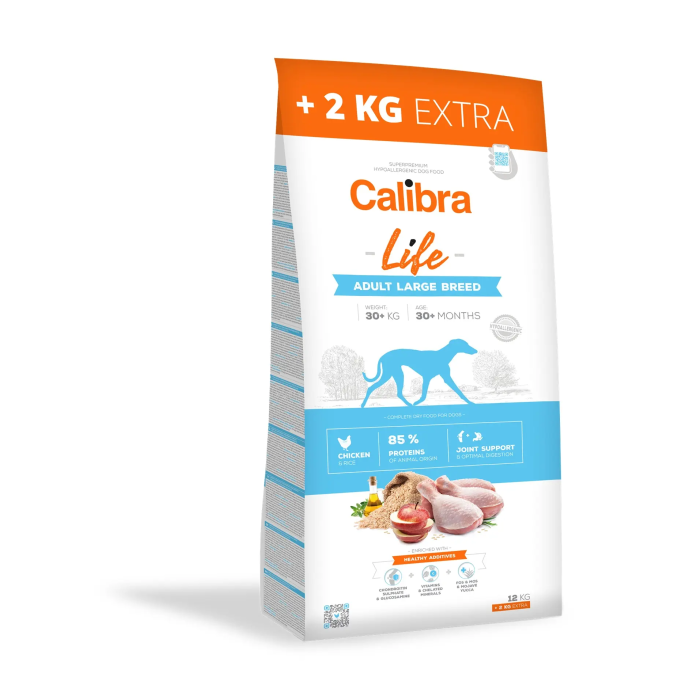 Calibra Dog Life Adult Large Breed Pollo 12 kg+2 kg