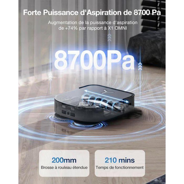 Ecovacs AAABG08650 DEEBOT X2 COMBO Robot Aspirador con Aspirador de Mano, 8700Pa, Doble Vaciado Automático 4