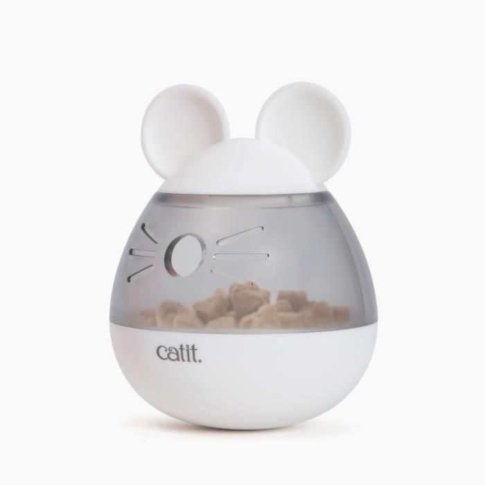 Catit AAAOT90314 Dispensador de Golosinas para Gatos Pixi con Diseño de Orejas de Ratón, Color Blanco