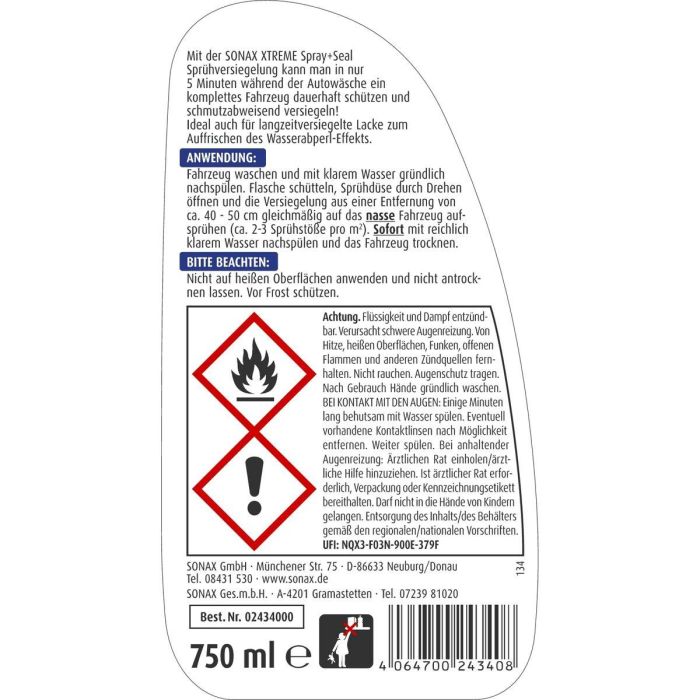 Sonax SX02434000 Xtreme Spray & Seal Sellador y Protector de Pintura para Coche, Brillo Intenso y Duración, Aplicación Rápida 5 Minutos 3 Sonax SX02434000 Xtreme Spray & Seal Sellador y Protector de Pintura para Coche, Brillo Intenso y Duración, Aplicación Rápida 5 Minutos 3