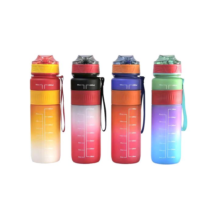 Bewinner Botella de Agua Deportiva Multicolor 1 Litro - Reutilizable para Gimnasio y Exterior (12 Unidades) 2