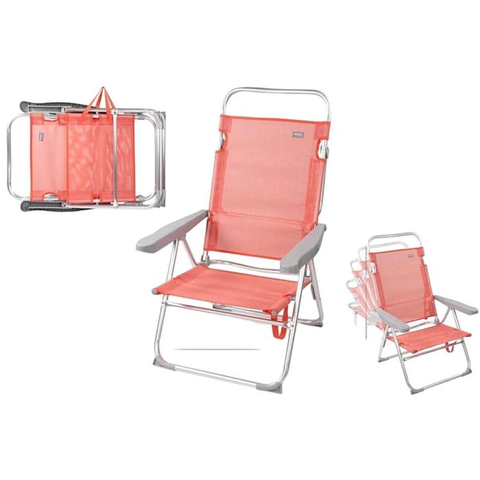 Silla de Playa Aktive Rosa 48 x 57 x 99 cm Multiposición 2 Silla de Playa Aktive Rosa 48 x 57 x 99 cm Multiposición 2