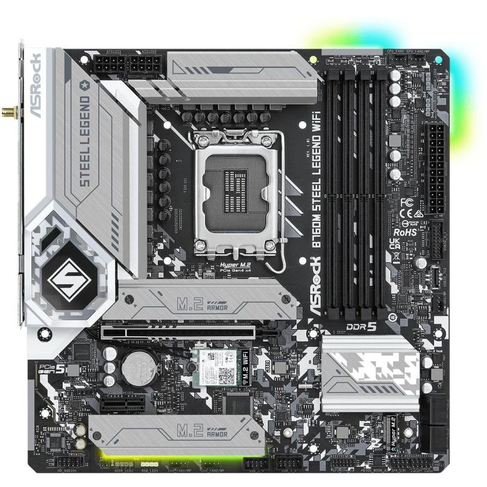 ASRock B760M Steel Legend WiFi Placa Base Micro ATX, Intel B760, Socket LGA 1700, DDR5, WiFi 6E, Bluetooth 5.3 1 ASRock B760M Steel Legend WiFi Placa Base Micro ATX, Intel B760, Socket LGA 1700, DDR5, WiFi 6E, Bluetooth 5.3 1