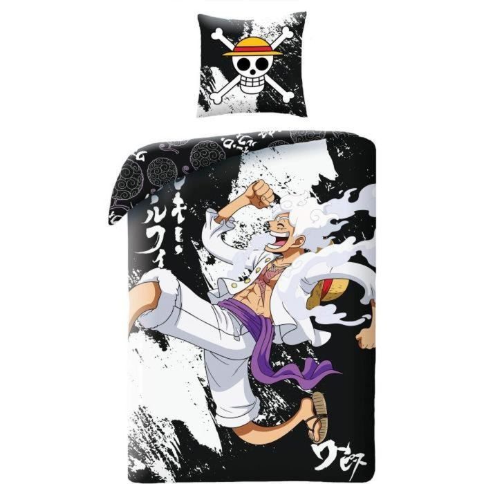 One Piece AAARQ16156 - Juego de Cama Luffy Gear 5 de Microfibra - Funda Nórdica 140x200 cm + Funda Almohada 63x63 cm