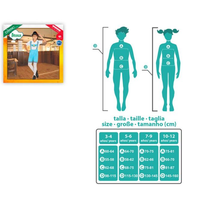 Disfraz Alemán Niño Infantil Celeste Paises del Mundo 3-4 Años