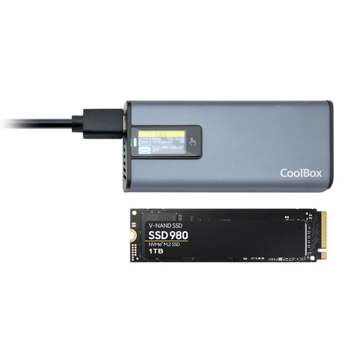 COOLBOX CAJA SSD M.2 NVME/SATA LCD COOLBOX MINICHASE PS32 2 COOLBOX CAJA SSD M.2 NVME/SATA LCD COOLBOX MINICHASE PS32 2