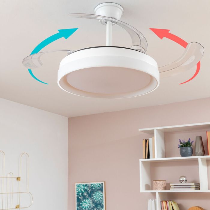 Ventilador de Techo con Luz LED y 4 Aspas Retráctiles Silteez InnovaGoods Plateado 80 W Ø49-104 cm 2 Ventilador de Techo con Luz LED y 4 Aspas Retráctiles Silteez InnovaGoods Plateado 80 W Ø49-104 cm 2