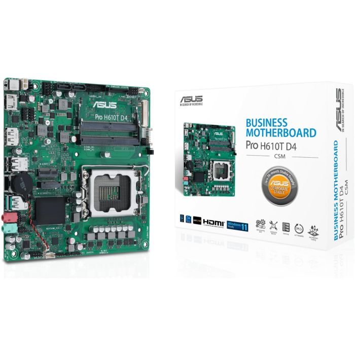 ASUS PRO H610T CSM Placa Base mITX D4 LGA 1700 DDR4 para Intel H610 0 ASUS PRO H610T CSM Placa Base mITX D4 LGA 1700 DDR4 para Intel H610 0