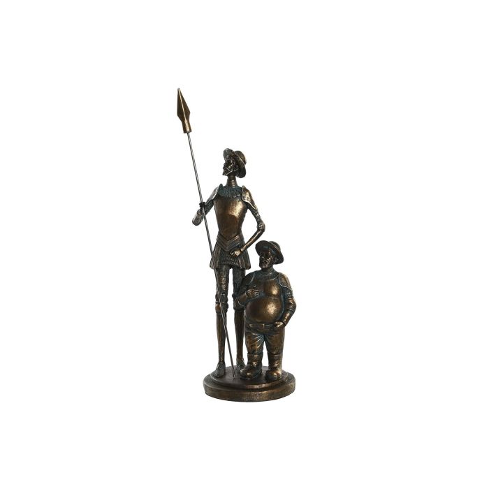 DKD Home Decor Figura de Colección Don Quijote y Sancho, Escultura Decorativa de Resina Cobriza 7x7x25 cm para Hogar Ambiente Tradicional