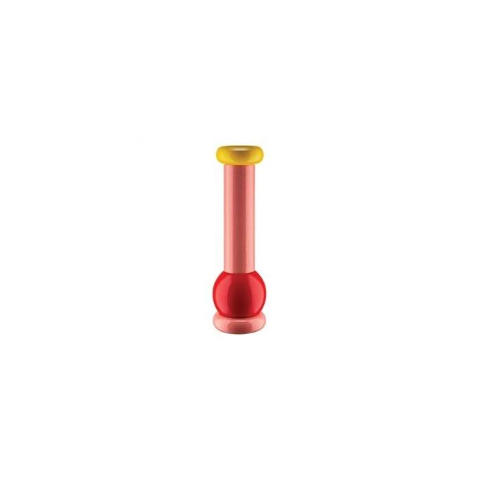 Alessi MP0210 Molinillo de Sal/Pimienta de Madera Rojo/Rosa/Amarillo, Diseñado por Ettore Sottsass