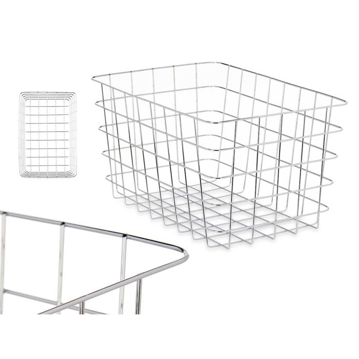 Cesta Metal Cromada Rectangular Grd Kinvara 38X21CM (6 Unidades) Cesta Metal Cromada Rectangular Grd Kinvara 38X21CM (6 Unidades)