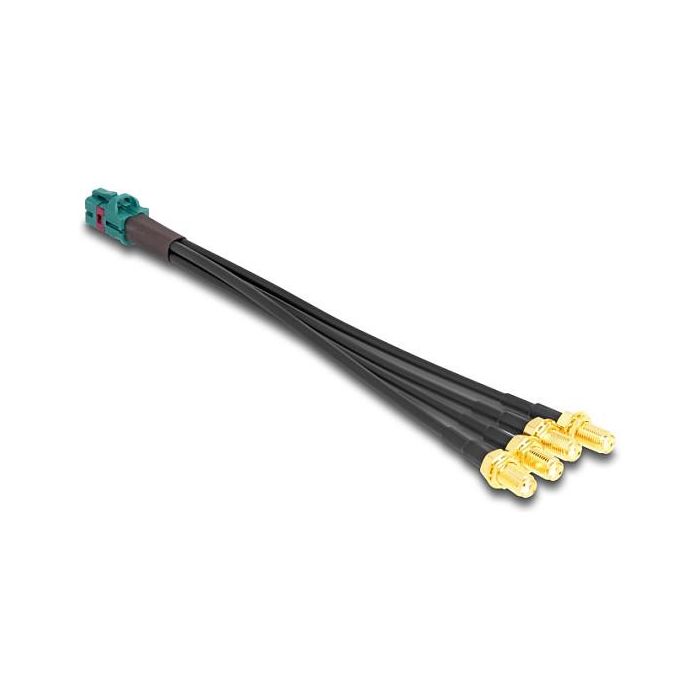 DeLOCK Cable Mini FAKRA Z cuádruple hembra a 4 x SMA hembra tipo A, 0.2 m, 50 Ω, 20 GHz, Negro 1 DeLOCK Cable Mini FAKRA Z cuádruple hembra a 4 x SMA hembra tipo A, 0.2 m, 50 Ω, 20 GHz, Negro 1