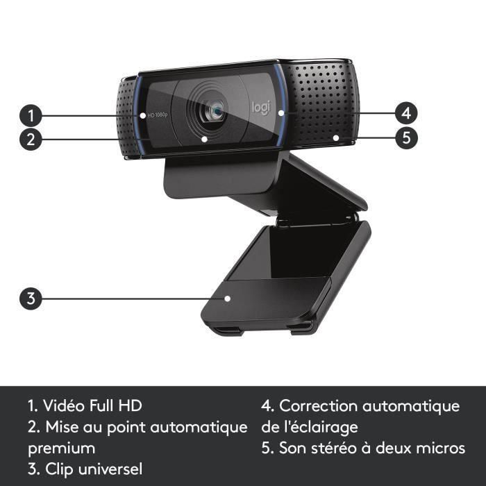 Logitech C920 Pro HD 960-001055 Cámara Web Full HD 1080p para Videoconferencias, Autoenfoque, Micrófono Estéreo, USB 2.0, Negra 5 Logitech C920 Pro HD 960-001055 Cámara Web Full HD 1080p para Videoconferencias, Autoenfoque, Micrófono Estéreo, USB 2.0, Negra 5