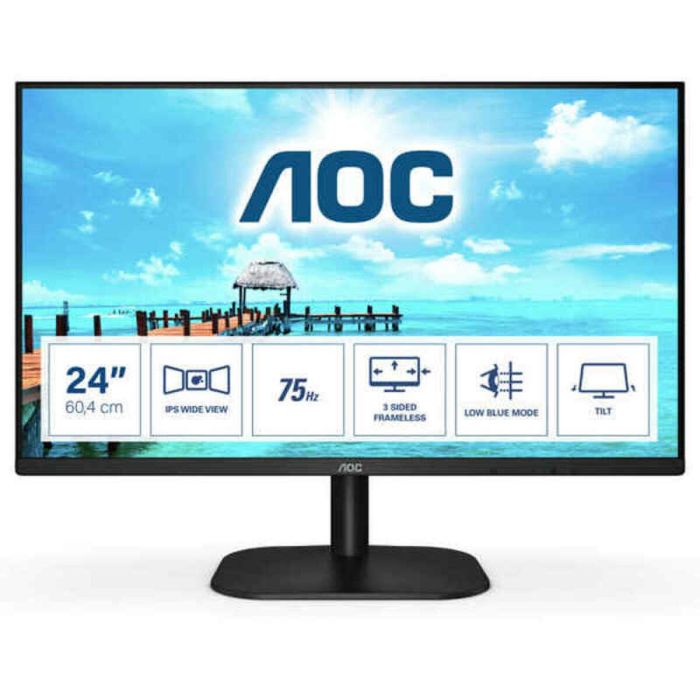 Pantalla de PC - AOC 24B2XH - 23,8 FHD - Panel IPS - 75Hz - 4ms - HDMI/VGA - LowBlue/Flicker-Free - VESA 100x100 - Negro