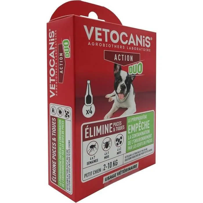 Vetocanis Pipetas Duo Antipulgas y Garrapatas x4 para Perros Pequeños 67mg/20mg 3