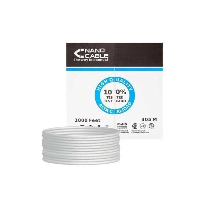 Nano Cable 10.20.0304 Cable RJ45 UTP Cat.5e, Rigido AWG24, 305m, Gris
