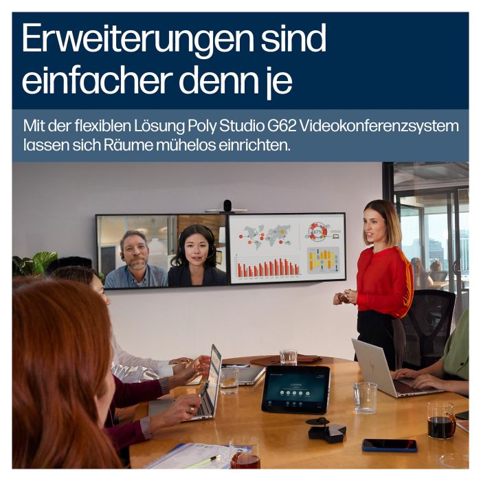 HP Poly Studio G62 Sistema de Videoconferencia 4K Ultra HD para 10 Personas con Soporte de Montaje TAA