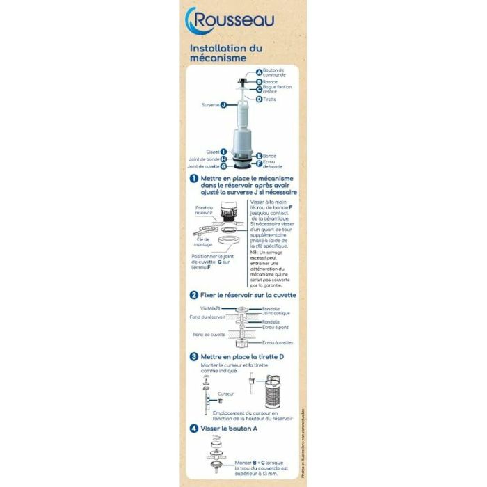Rousseau AAAAX63332 Kit Cisterna Inodoro Extraíble – Certificado NF – Silencioso – Antisifonaje – Ajustable 2