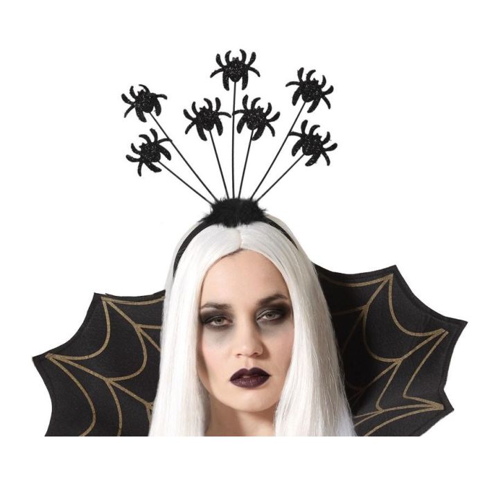 Diadema Halloween Arañas 25*32.5 cm con Arañas Brillantes en Suspensión para Disfraces Siniestros y Originales 0 Diadema Halloween Arañas 25*32.5 cm con Arañas Brillantes en Suspensión para Disfraces Siniestros y Originales 0