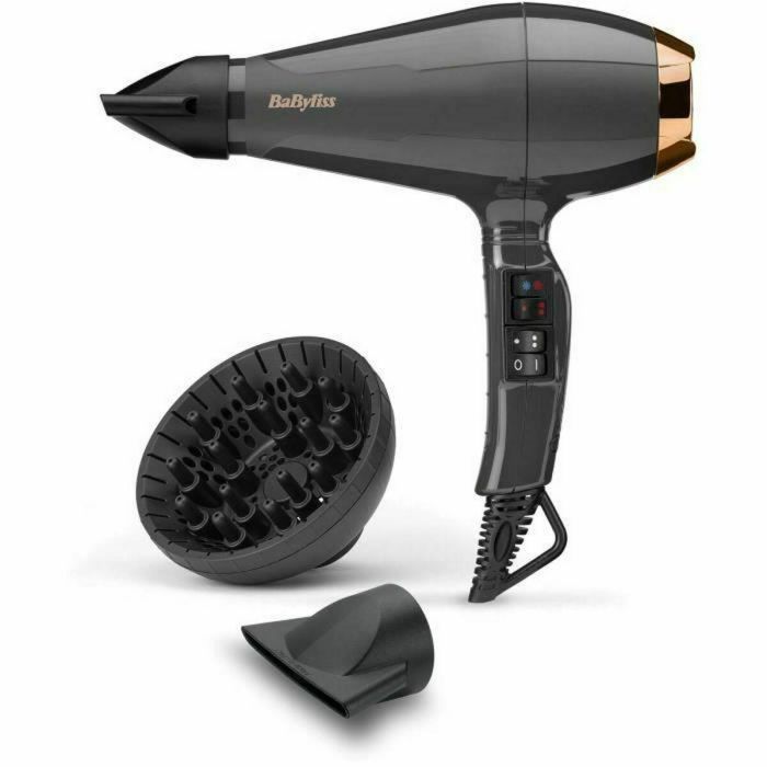BaByliss 6719 Secador de Pelo Profesional 2200W Motor AC 115 km/h Iónico Difusor, 2 Boquillas, Aire Frío, 2 Temp/Vel 11