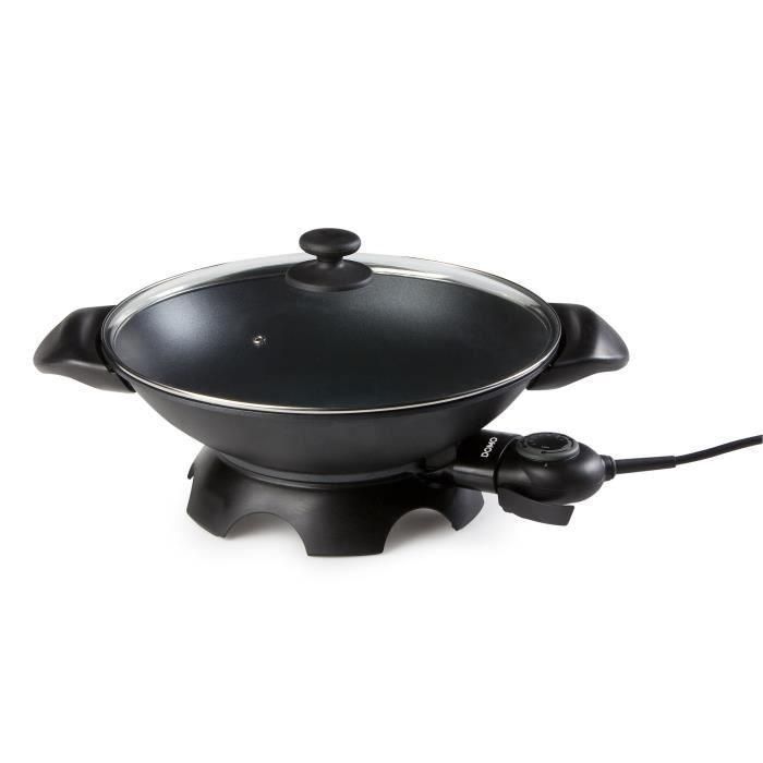 Domo DO8708W Wok Eléctrico 1850-2200W, 5 L, 35,5 cm, Antiadherente, Termostato Ajustable, con Asas Ergonómicas y Tapa de Vidrio Negro 1 Domo DO8708W Wok Eléctrico 1850-2200W, 5 L, 35,5 cm, Antiadherente, Termostato Ajustable, con Asas Ergonómicas y Tapa de Vidrio Negro 1