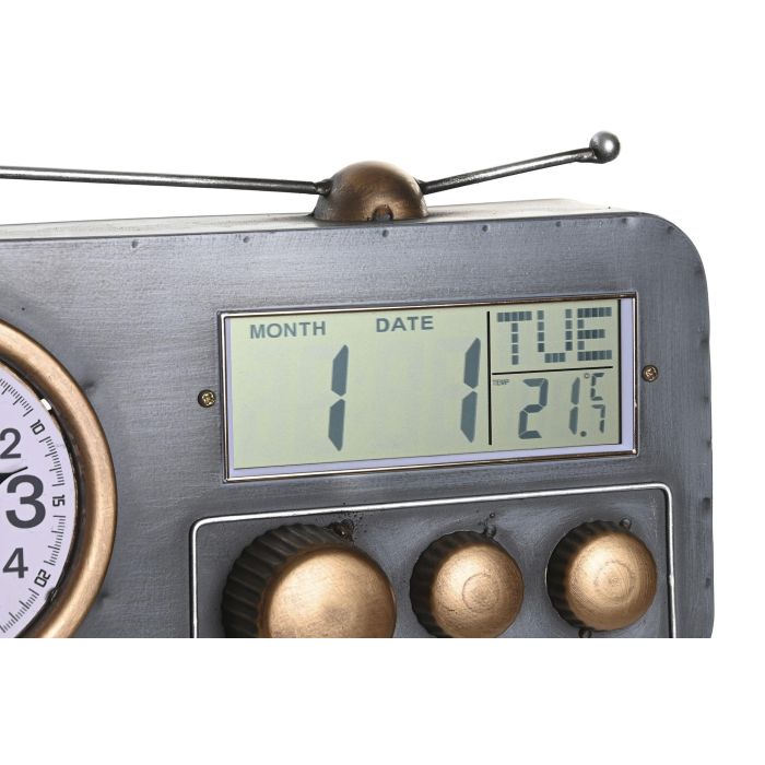 DKD Home Decor Reloj de Sobremesa Vintage de Hierro, Cobrizo Gris, 33x26x11.5 cm, Pack de 2 Unidades, Requiere 2 Pilas AA 1