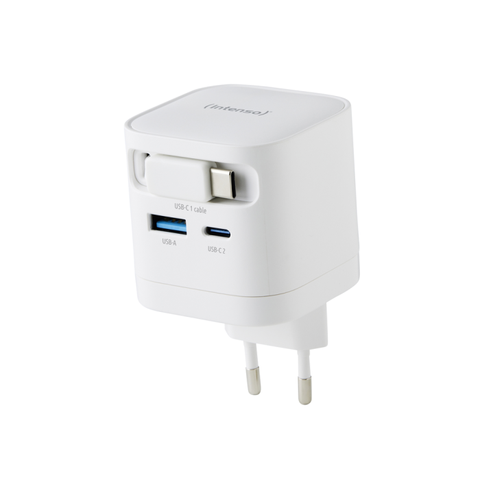 Intenso Cargador de Pared GAN W65ACIC 65W, 3 Puertos (2 USB-C/1 USB-A), PD 3.0, PPS, QC 4.0, Blanco 1
