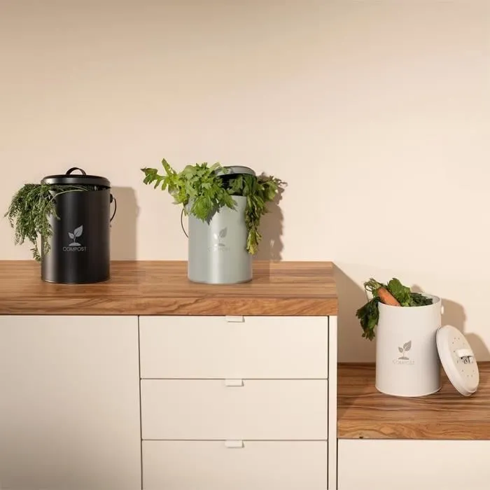 Livoo Cubo de Compostaje de Cocina MES154C, Cream, 6 L 4