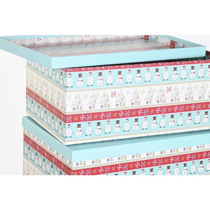 DKD Home Decor Caja de Navidad de Cartón Fantasía Multicolor para Regalos y Decoración | Set de 5 Unidades - 50x35x25 cm 2 DKD Home Decor Caja de Navidad de Cartón Fantasía Multicolor para Regalos y Decoración | Set de 5 Unidades - 50x35x25 cm 2
