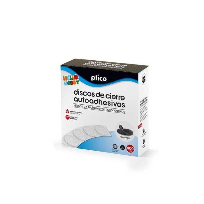 Plico Discos de Cierre Textil Autoadhesivo Ø20 mm - Caja 400 - Negro, Blanco, Rojo, Verde