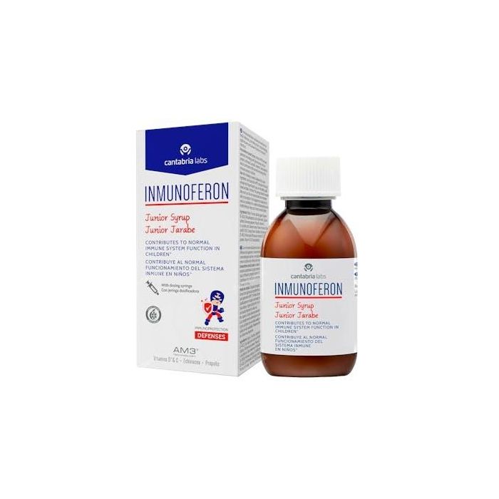 Inmunoferon Junior Jarabe para Reforzar Sistema Inmune Niños 6+ Años Sin Gluten Sin Lactosa con Vitamina C y D3 150ml