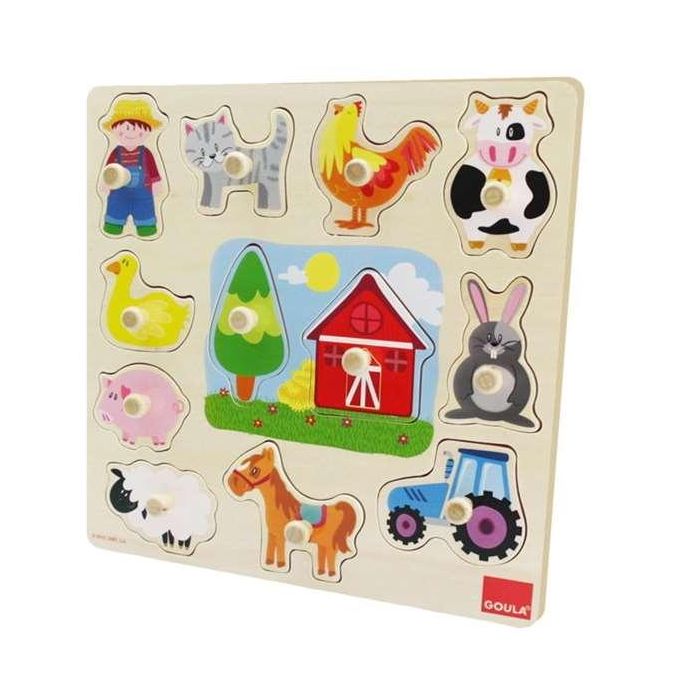 Goula Puzzle Siluetas Granja Madera 12 Piezas 31x30x1.5 cm 2