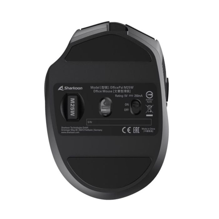 SHARKOON OfficePal M25W Ratón Juego Mano Derecha RF Wireless + USB Type-C Óptico 4000 DPI Negro 1