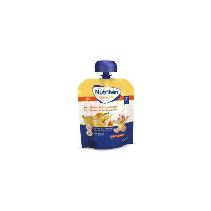 Nutriben Fruta & Go: Puré de Pera, Plátano, Naranja y Galleta 90g