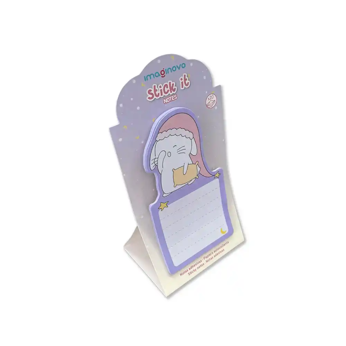 Imaginovo Bloc notas adhesivas con soporte, diseño bunny, 20 hojas, morado, 60x125 mm 3