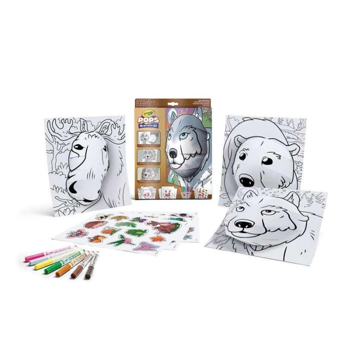 Crayola Set actividades 3D Color Pops Wilderness con fondos, hojas 3D, rotuladores, adhesivos y cinta adhesiva. 29x22x2,6 cm 1