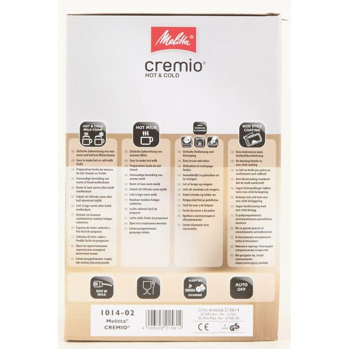 Melitta 1014-02 Cremio II Espumador de leche Inalámbrico 450W para espuma caliente o fría 150ml Negro 12