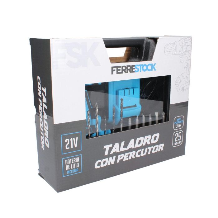 Set de taladro y accesorios Ferrestock FSKTAB101 21 V 25 Piezas 1